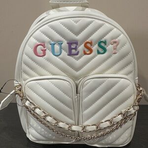 GUESS White Backpack with Colorful Logo